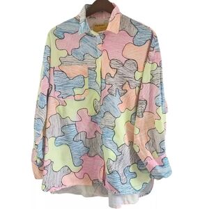 Signature 8 Urban Streetwear Los Angeles Button Puzzle Top Shirt Oversized S